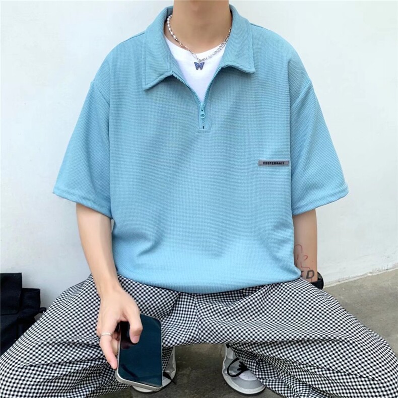 韩版polo衫短袖t恤日系2023夏季宽松潮半袖百搭上衣服W2765-P30,男装Polo衫,星座412-2