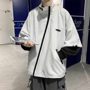 潮牌设计感工装外套男秋季新款美式高街斜拉链夹克上衣 W3574-P55图片