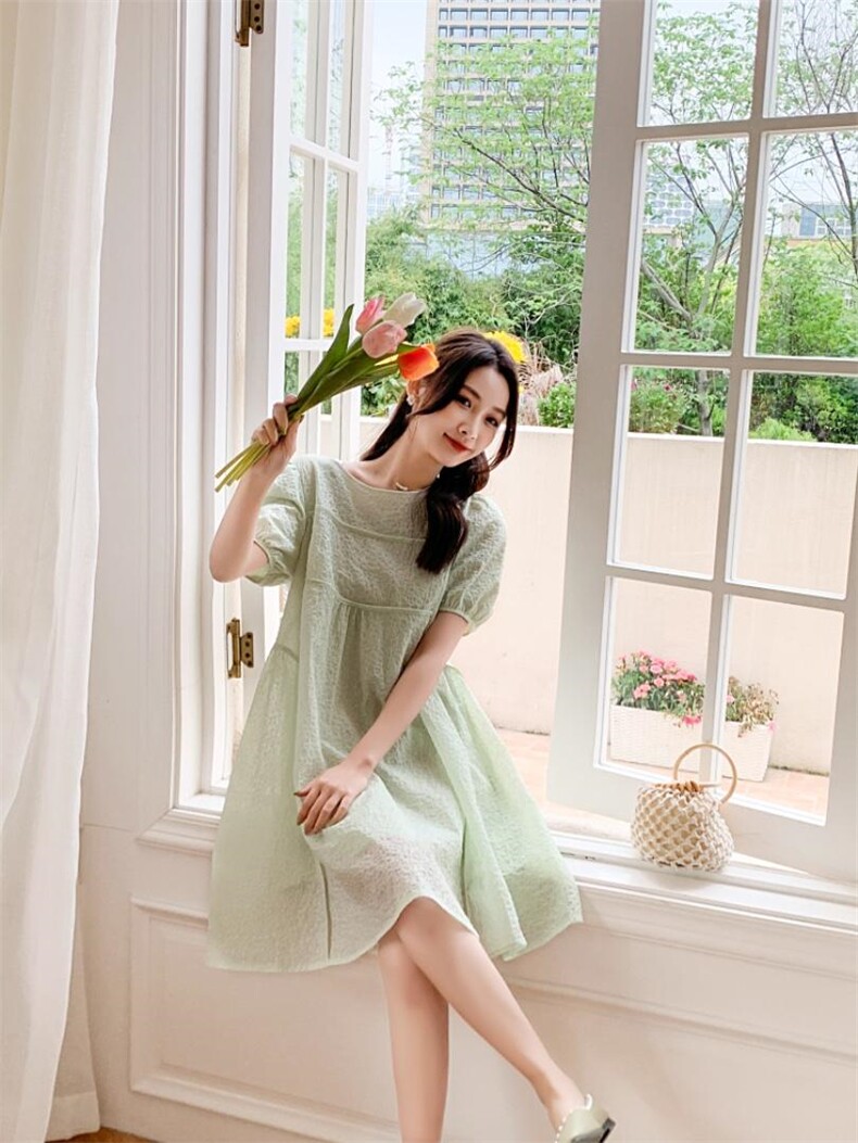 现货，夏季新款韩版连衣裙，女装连衣裙，秋水伊人