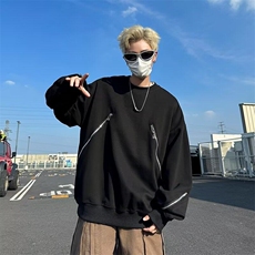DA45-P50欧美高街卫衣男早秋潮牌vibe拉链设计感宽松圆领外套上衣，男装卫衣，星座603-2