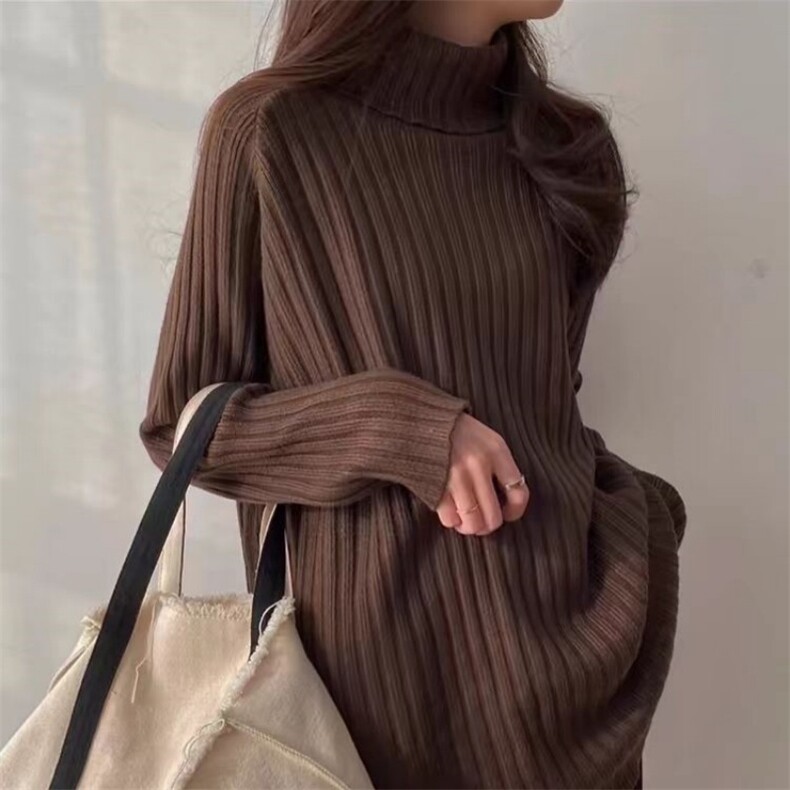 高领毛衣女洋气秋冬季宽松纯色简约堆堆领打底衫，女装羊毛衫，锦瑟羊绒