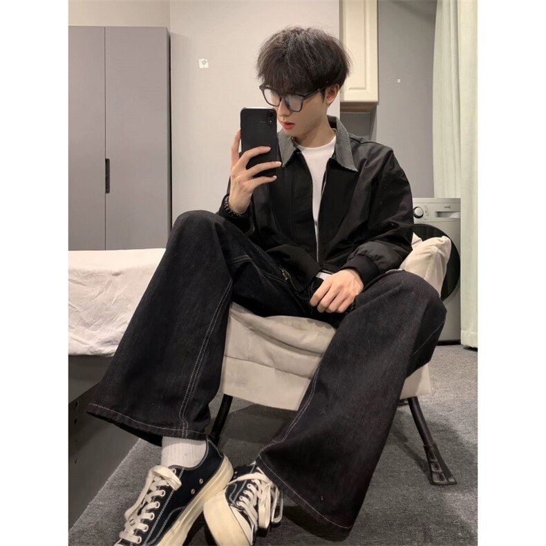 706-1-JK2041-P65特P现货秋季美式撞色格纹翻领夹克外套,男装夹克,星座706-1