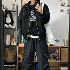 纯色cleanfit外套男高级感飞行夹克高街vibe美式棒球服W6177-P70，男装夹克，星座412-3
