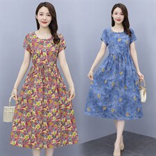2023夏季新款简约时尚气质圆领复古盘扣设计修身显瘦连衣裙，女装连衣裙，鑫思依格