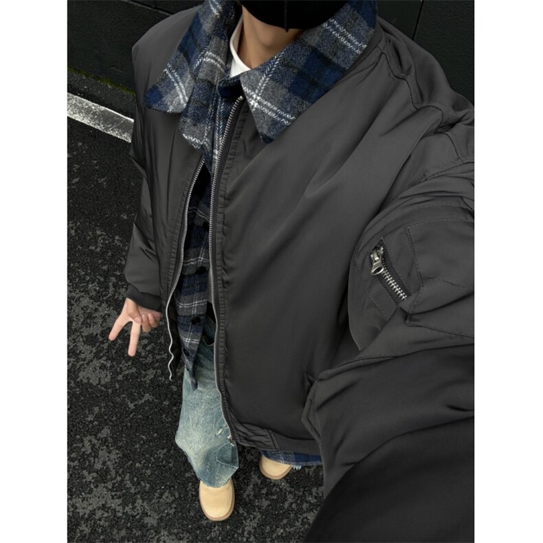 现货！假两件毛呢格子拼接夹克棉衣 1005-MY023-P98图片