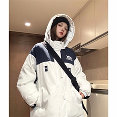 EQ333撞色连帽冬季加厚棉衣外套男女情侣装工装棉服2024新款，男装棉衣，电商C306-1