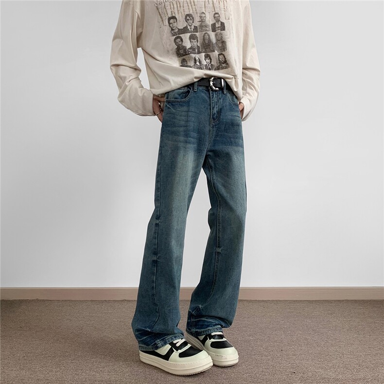 C315-G3010秋冬现货美潮高品质重水洗微喇牛仔裤地毯(P70X98)3,男装牛仔裤,电商C315