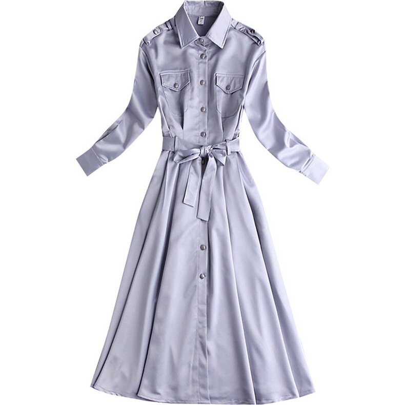 现货工装连衣裙女新品chic复古气质中长裙188006P120严控168,女装连衣裙,艾青服饰