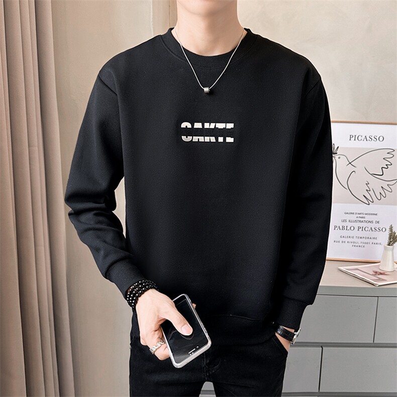 店主风卫衣男2025秋款时尚圆领打底衫纯色休闲上衣B317/D155/P58,男装T恤,电商B317
