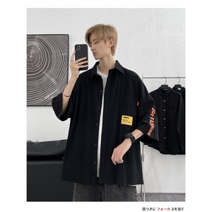 日系条纹短袖衬衫男夏季cityboy休闲百搭翻领衬衣潮牌薄款外套潮图片