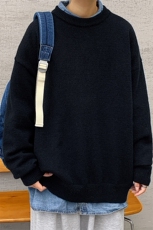 1港风圆领套头中性潮流大码M-5XL印花针织毛衣男7979P45加绒P55，男装针织衫/毛衣，星座226-2