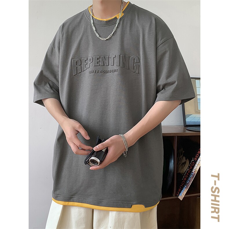夏季短袖纯色港风t恤休闲时尚百搭短袖t恤男TC3022-P25控49,男装T恤,星座717