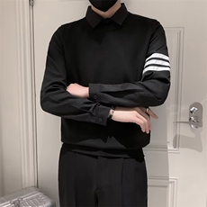 秋冬季衬衫毛衣男加绒加厚假两件针织衫长袖打底衫内搭针织衫Q446，男装针织衫/毛衣，星座1116A-2（原606A-1）