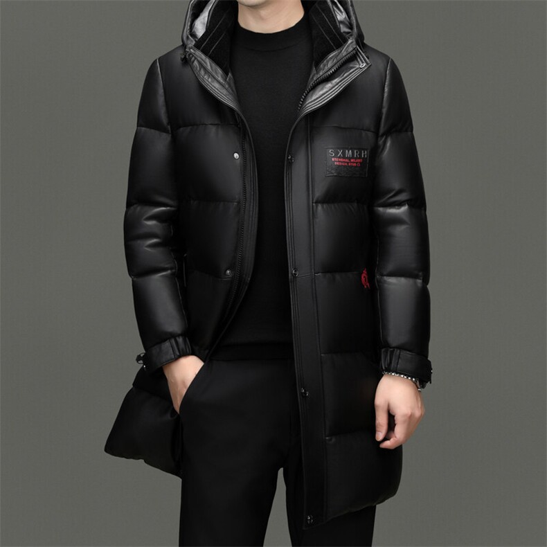 BG2452冬季海宁男士真皮绵羊皮面包服加厚羽绒风衣连帽休闲皮衣,男装风衣,电商B360