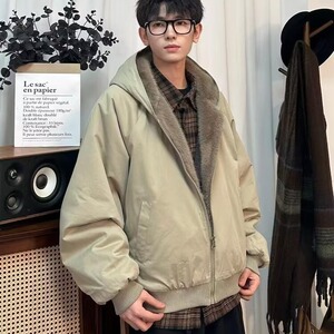 美式复古座山雕短款连帽毛领棉服女冬派克服棉衣外套图片