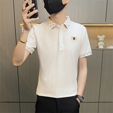 PL3081-P40控65社会小伙修身翻领短袖体恤英伦男士休闲POLO衫夏季，男装T恤，电商D310B-1