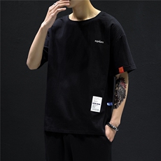 T215男士休闲风棉麻亚麻透气凉爽T潮男装大码胖子高个黑墙风，男装T恤，星座115A(原星座507）