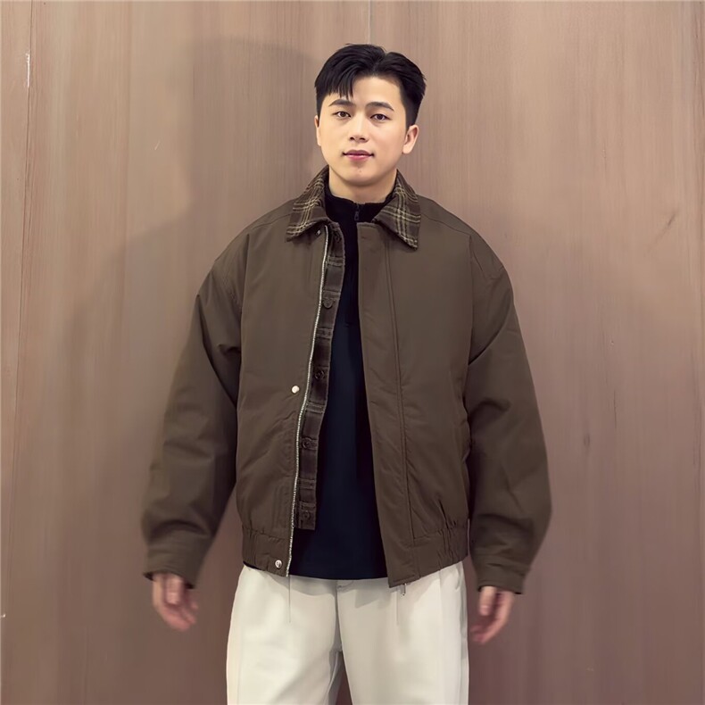 现货美式宽松假两件三防夹棉加厚翻领棉服6106特P85,男装棉衣,星座205-3