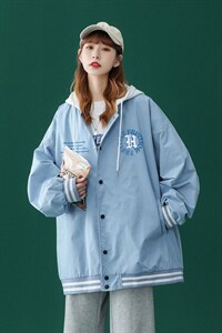 中性风  2026秋季新款纽扣字母印花连帽夹克外套G29-P65控88图片