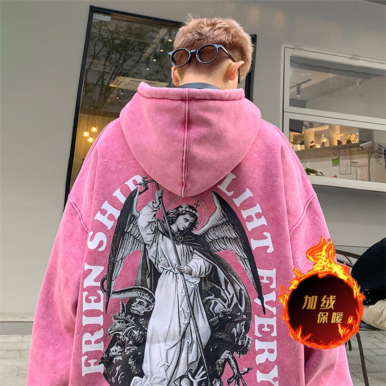 直播品质500克重磅潮牌美式做旧炒雪花水洗加绒卫衣H508JR特P65,男装卫衣,电商A486