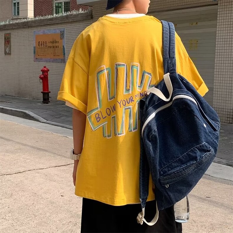 原宿港风ins潮牌短袖T恤男夏季纯棉休闲百搭圆领上衣T1437-P26,男装T恤,星座512-2