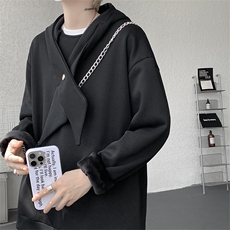 秋冬男士韩系学院风设计自带领带cleanfit长袖卫衣纯色上衣卫衣，男装卫衣，电商B319
