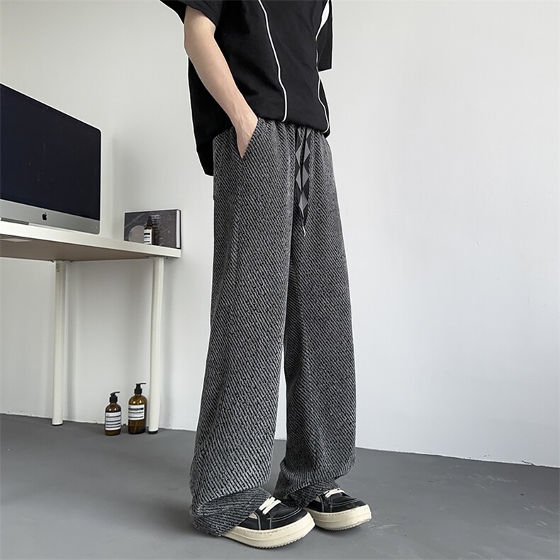 模特-美式斜条纹针织裤男宽松垂感休闲裤9001-P38,男装休闲裤,电商B380（原B361）