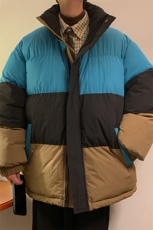 港风2026新品冬季宽松情侣装撞色棉衣棉服冬装加厚外套D007-P90，男装棉衣，星座717