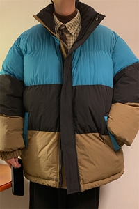 港风2026新品冬季宽松情侣装撞色棉衣棉服冬装加厚外套D007-P90图片