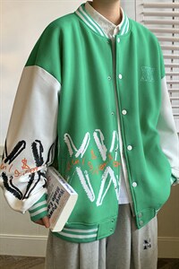 22秋 新款宽松休闲撞色情侣棒球夹克卫衣外套 B266-Y613-P75图片