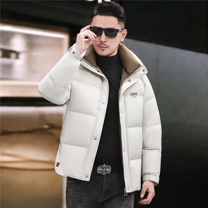 2025新款冬季短款90绒子白鸭绒羽绒服外套中年男装加厚羽绒服夹克图片