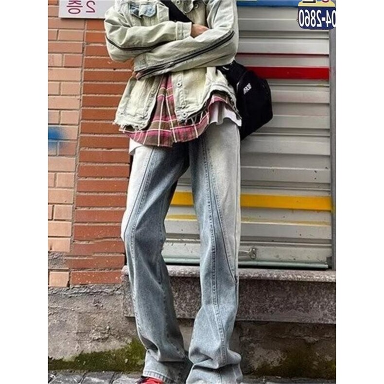 高街解构拼接牛仔裤直筒阔腿美式复古休闲长裤513ACK2701P45,男装牛仔裤,星座513A
