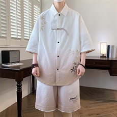 TZ24320-特P60风夏季潮短袖衬衣休闲短裤运动套装潮，男装休闲套装，电商D310B