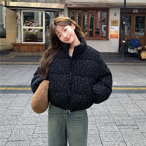 2025新款冬季超好看棉服女学生小个子波点棉袄短款休闲棉衣外套女图片