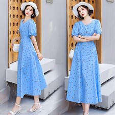 印花时尚气质百搭优雅潮流中长款2021年夏季连衣裙，女装连衣裙，超帛