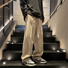 新款高街春季宽松休闲裤直筒垂感西裤拖地运动休闲阔腿裤QK61-P38，男装休闲裤，星座1008