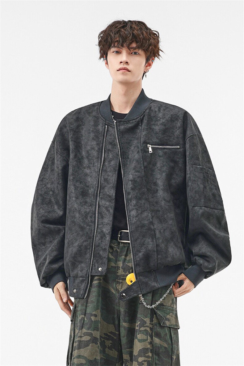 美式高阶秋冬PU棒球服夹克痞帅百搭情侣外套J562505TP75,男装夹克,电商A247