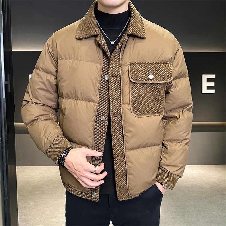 标90白鸭绒 特批翻领时尚潮流羽绒服休闲外套男YR8322-P160图片