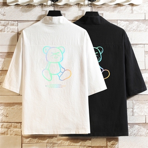 HF59139-P40风汉服男开衫外套七分袖道袍 砖墙挂拍图片