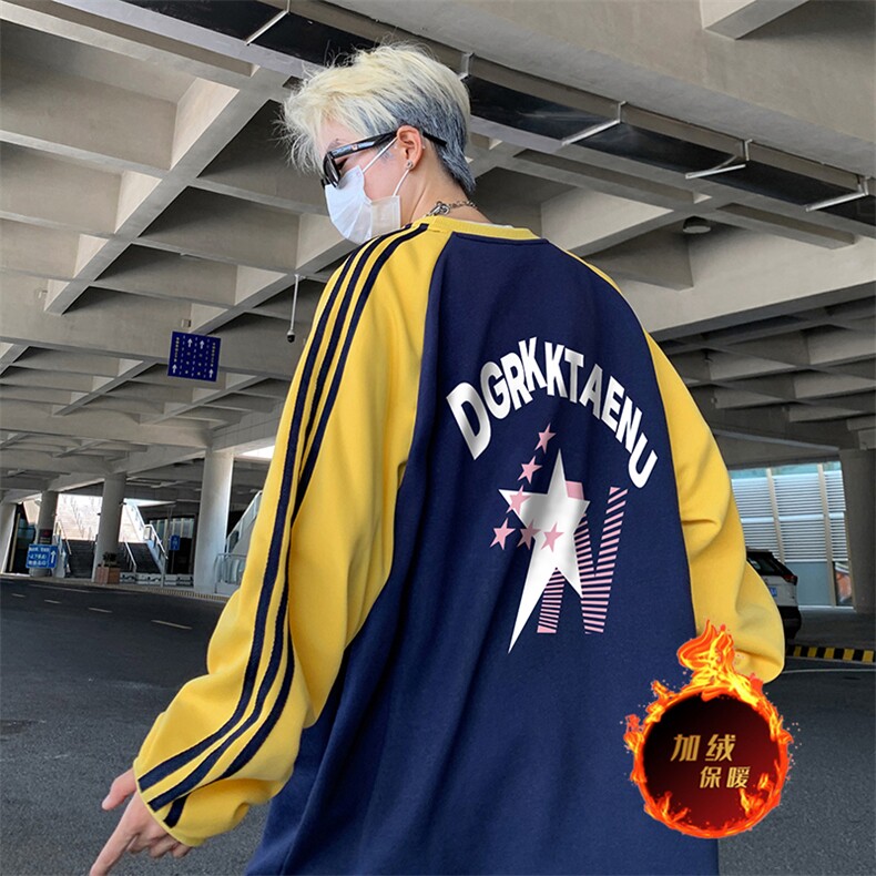 抖音得物供货提供视频秋冬重磅美式宽松织带圆领卫衣0718,男装卫衣,电商A486