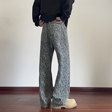 B221美式ins高街暗黑宽松直筒提花牛仔裤LK24395-特P52控88，男装牛仔裤，电商B221