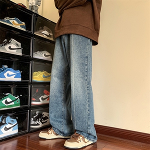 春季牛仔裤男宽松日系复古男裤子潮流男士哈伦裤N02211-P45图片