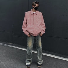港风高街痞帅男装外套美式短款潮牌工装皮衣夹克DSA157B-J232-P90，男装夹克，电商A157B