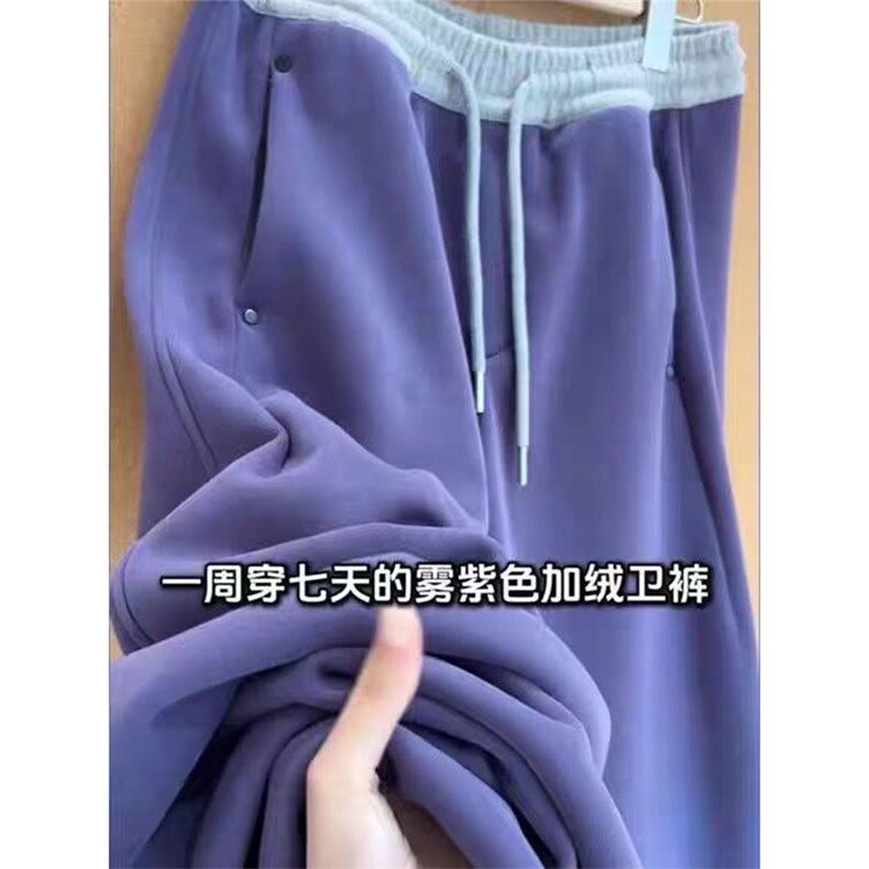 DD104P53美式复古紫色加绒裤子,男装卫衣,电商B323A