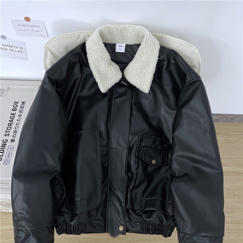 美式复古夹棉加厚皮衣外套男女痞帅羊羔毛拼接皮棉服MY217,男装皮衣,星座1116A（原606A-3）