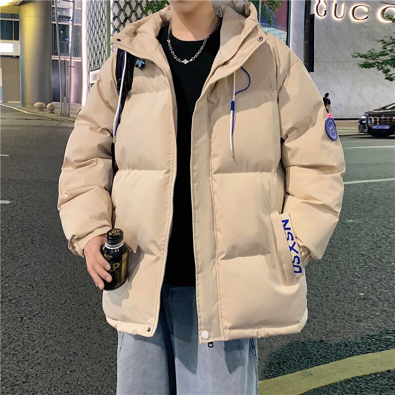 白色冬季外套男连帽潮牌棉衣男加厚宽松休闲棉服青年棉袄子MY844图片