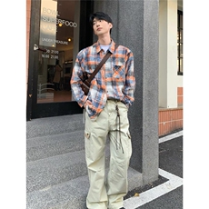 小香风外套男潮牌格子毛呢上衣休闲青少年帅气衬衫式男CS365，男装衬衫，星座208-5