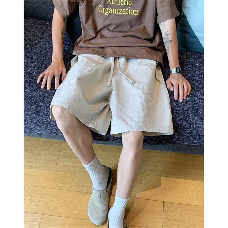 夏季休闲五分裤男日系复古简约高级感宽松百搭工装短裤KQ143,男装牛仔裤,星座1116A（原606A-3）