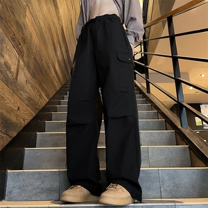 秋款男工装裤大口袋褶皱抽绳束脚防水冲锋裤h587 P45图片