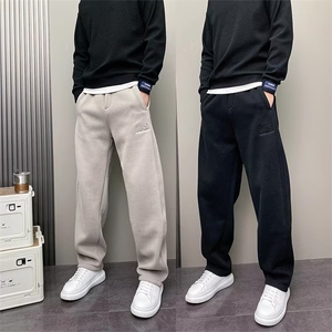 高品质阔腿裤立体刺绣男女直筒百搭运动休闲卫裤弯刀裤SK112P37图片